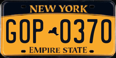 NY license plate GOP0370