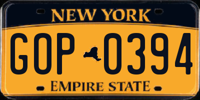 NY license plate GOP0394