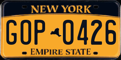 NY license plate GOP0426