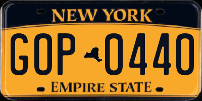 NY license plate GOP0440