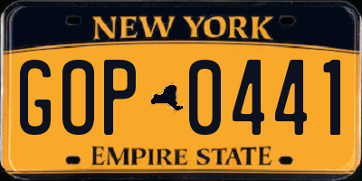 NY license plate GOP0441
