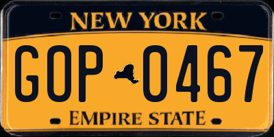 NY license plate GOP0467