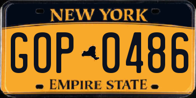 NY license plate GOP0486
