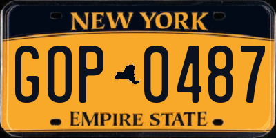 NY license plate GOP0487