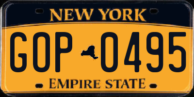 NY license plate GOP0495