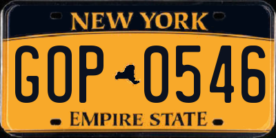 NY license plate GOP0546