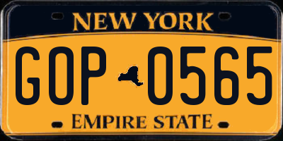 NY license plate GOP0565