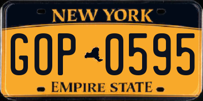 NY license plate GOP0595