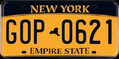 NY license plate GOP0621