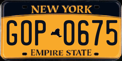 NY license plate GOP0675