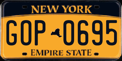 NY license plate GOP0695