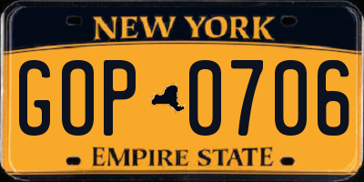 NY license plate GOP0706