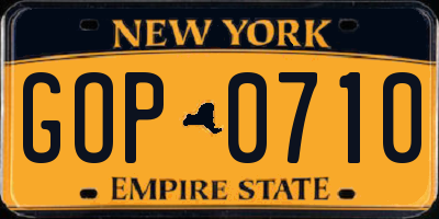 NY license plate GOP0710