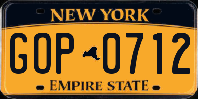 NY license plate GOP0712