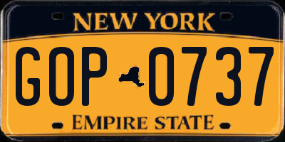 NY license plate GOP0737