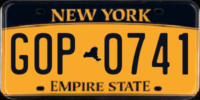 NY license plate GOP0741