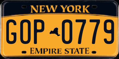 NY license plate GOP0779