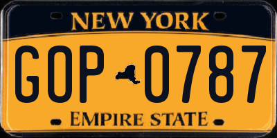 NY license plate GOP0787