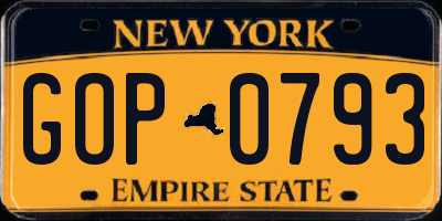 NY license plate GOP0793
