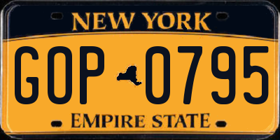 NY license plate GOP0795