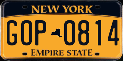 NY license plate GOP0814