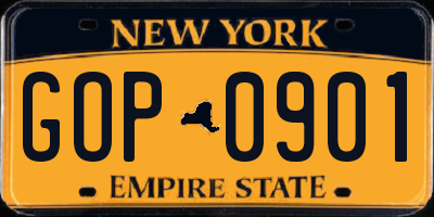 NY license plate GOP0901