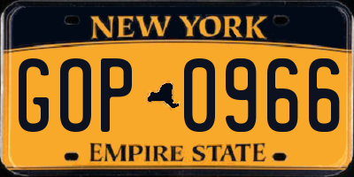 NY license plate GOP0966