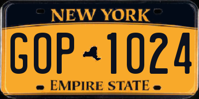 NY license plate GOP1024