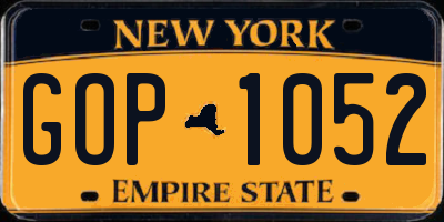 NY license plate GOP1052