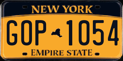 NY license plate GOP1054