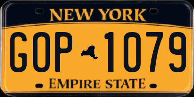 NY license plate GOP1079