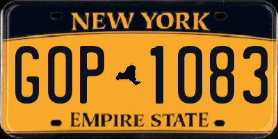 NY license plate GOP1083