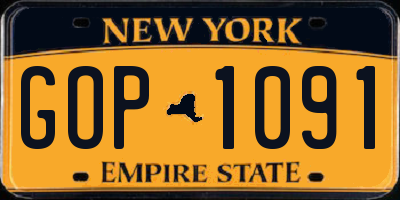 NY license plate GOP1091