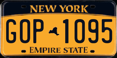 NY license plate GOP1095