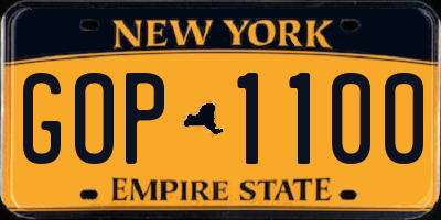 NY license plate GOP1100