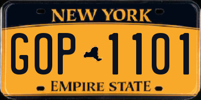 NY license plate GOP1101