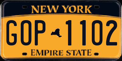NY license plate GOP1102