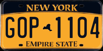NY license plate GOP1104