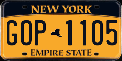 NY license plate GOP1105