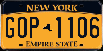 NY license plate GOP1106