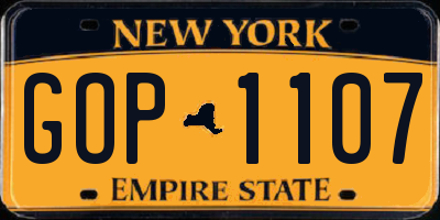 NY license plate GOP1107
