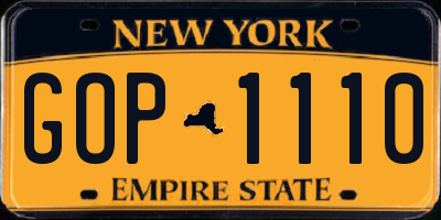 NY license plate GOP1110