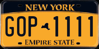 NY license plate GOP1111
