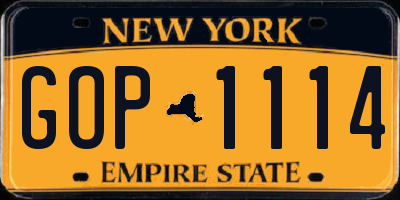 NY license plate GOP1114