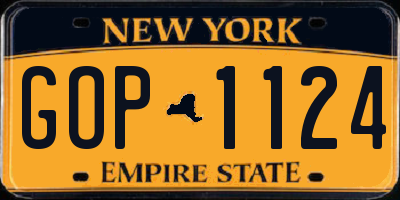 NY license plate GOP1124