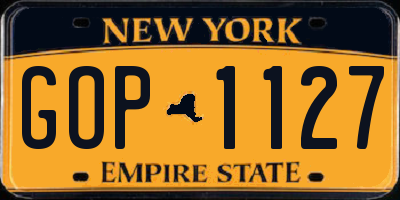 NY license plate GOP1127
