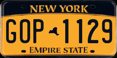 NY license plate GOP1129