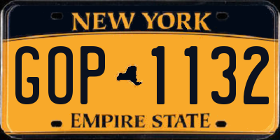 NY license plate GOP1132