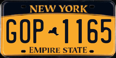 NY license plate GOP1165