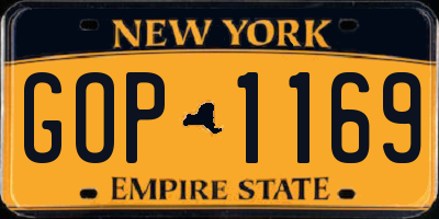 NY license plate GOP1169